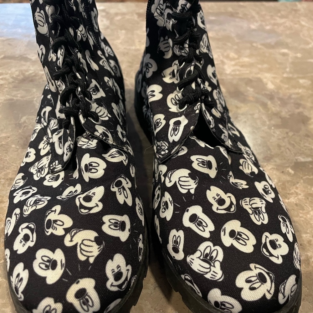 Disney Mickey Mouse Black and White Lace-Up Boots